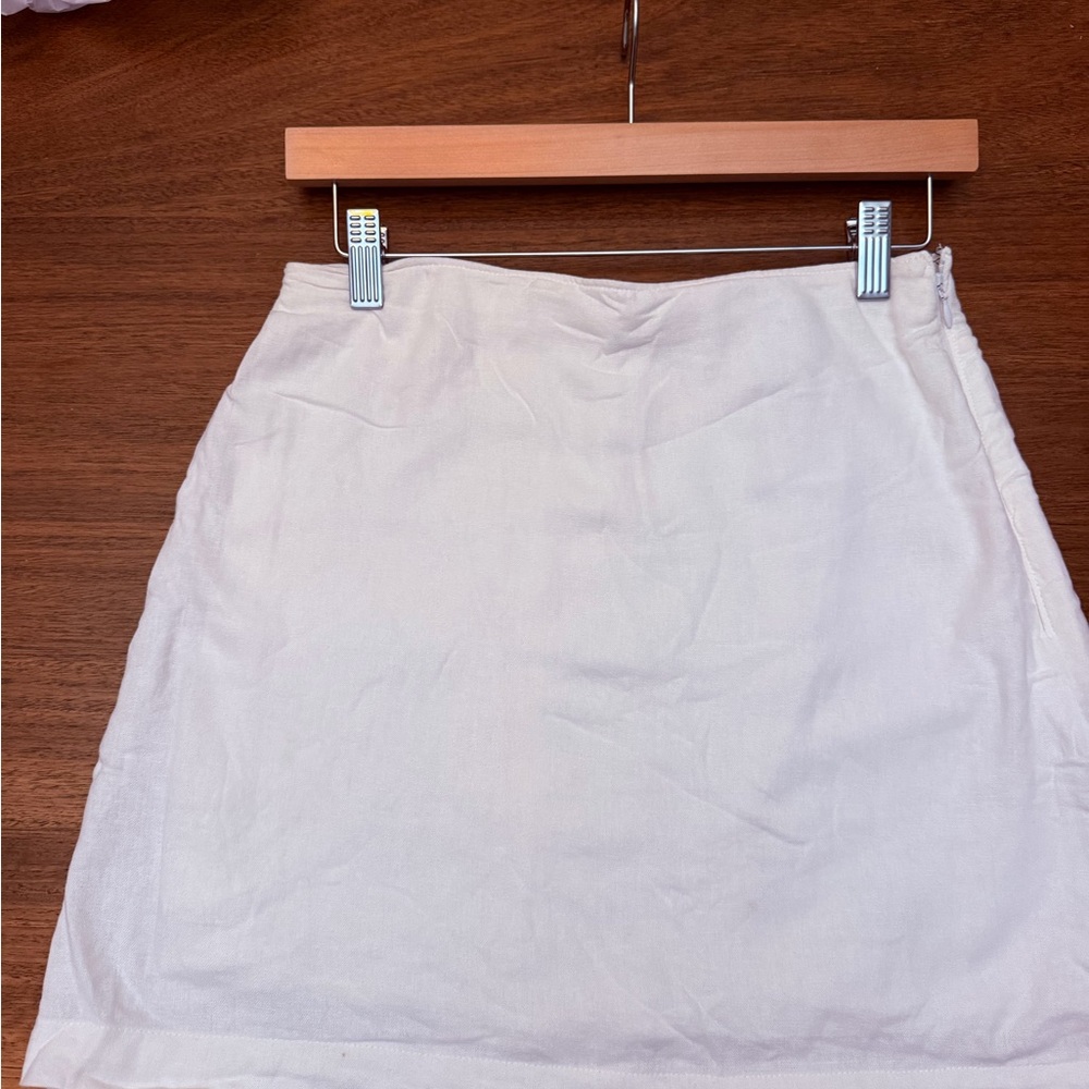 Women's Cream Linen Mini Skirt